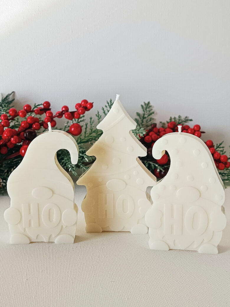 Sojų vaško žvakių rinkinys „Trys Kalėdų nykštukai“